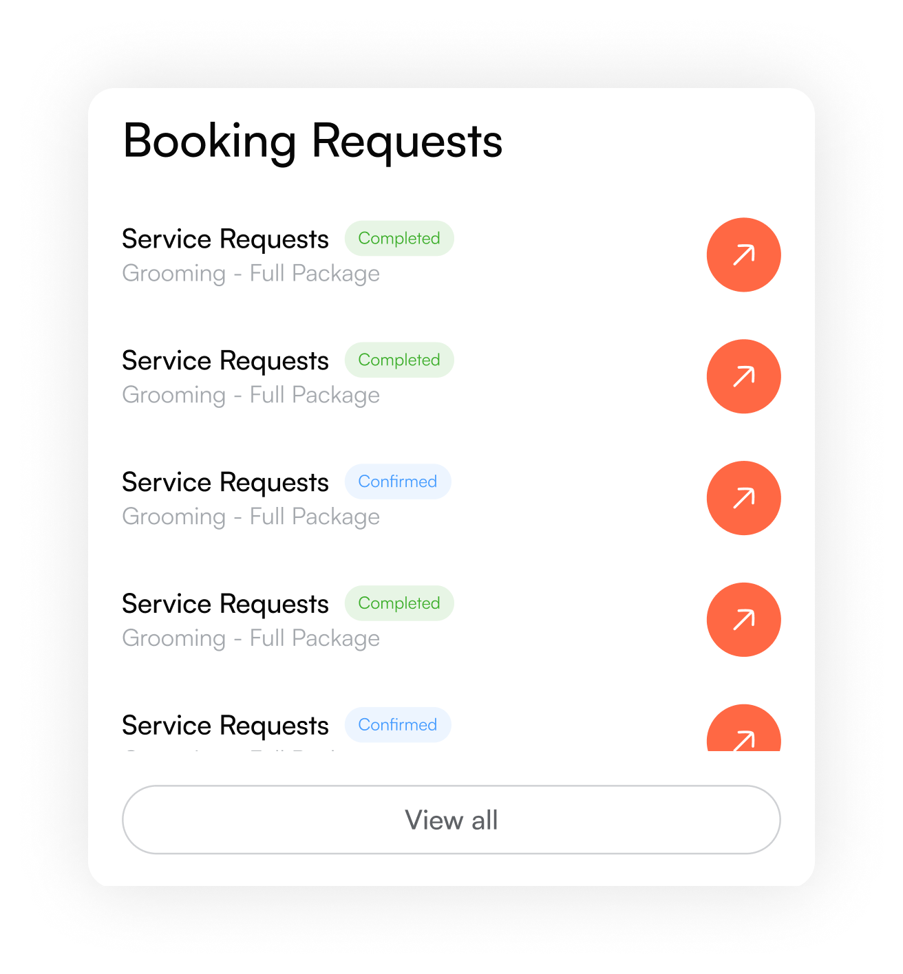 Booking requests panel